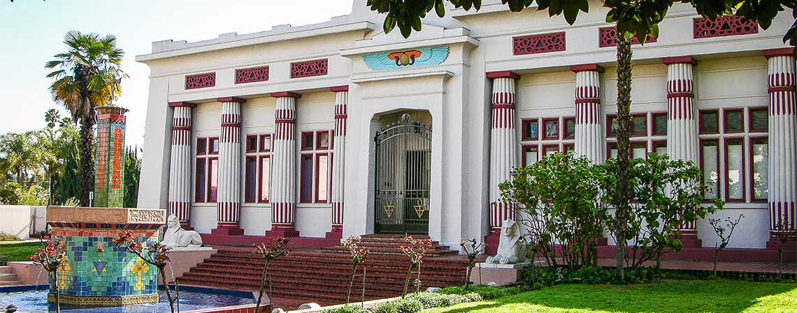 The Science Building of the Rose-Croix University, located in Rosicrucian Park, San Jose CA